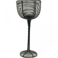 Floristik24 Arbatos žvakidės laikiklis juodo metalo dekoratyvinė vyno taurė Ø10cm H26.5cm