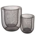 Floristik24 Juodo metalo vielinis krepšelis žvakidėms, Ø28,5/18 cm, 2 vnt. rinkinys