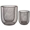 Juodo metalo vielinis krepšelis žvakidėms, Ø28,5/18 cm, 2 vnt. rinkinys | Floristik24.lt