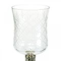 Floristik24 Žibinto stiklo žvakidė senovinės išvaizdos sidabrinė Ø11,5 cm H42,5 cm