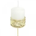 Floristik24 Žvakės laikiklis klijuoti, Advento puošmena, žvakidės holly dekoras Golden Ø5,5cm 4vnt.