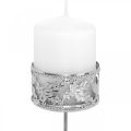 Floristik24 Žvakidė su delnu, arbatinės žvakidės laikiklis Advento vainikui sidabrinis Ø5,5cm 4vnt.
