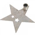 Floristik24 Metalo dekoravimo žvaigždė, kūgio formos žvakių laikiklis kalėdiniam sidabrui, senovinė išvaizda 20 cm × 19,5 cm