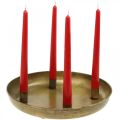 Floristik24 Žvakių lėkštė, Advento vainiko dubuo, kalėdinė puošmena aukso senovinė išvaizda Ø30cm
