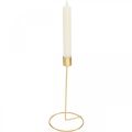 Floristik24 Žvakidė auksinė metalinė dekoratyvinė lazdelė žvakidė Ø10cm H20cm