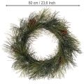 Dirbtinis pušies šakų vainikas su kankorėžiais 60 cm | Floristik24.lt