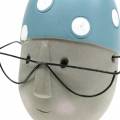 Floristik24 Dekoratyvinė plaukimo galva su akiniais ir maudymosi kepuraite mėlyna balta H15cm / 16cm 2vnt.