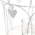 Floristik24 Karūnėlė su širdelės dekoru, arbatinės žvakidės laikiklis, nuskuręs prašmatnus baltas Ø19cm H28,5cm