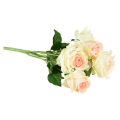 Floristik24 Dirbtinės rožės Dirbtinių gėlių puokštė Rožių kreminė Rožinė Pick 54cm