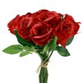 Floristik24 Dirbtinės rožės kekėje raudonos 30cm 10vnt