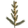 Floristik24 Dirbtinė eglės šakelė su aukso spalvos mini eglutės žaisliukais, 46 cm, 2 vnt.