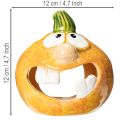 Moliūgo dekoratyvinė figūrėlė ir arbatinė žvakutė, juokingas veidas, rudens dekoracija, 12 cm, 2 vnt. | Floristik24.lt