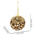 Kalėdiniai žaisliukai leopardo raštu su auksiniais blizgučiais 7cm 3vnt. | Floristik24.lt