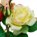 Floristik24 Dirbtinės gėlės, rožių puokštė, stalo dekoracijos, šilkinės gėlės, dirbtinės rožės geltonai oranžinė