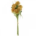 Floristik24 Dirbtinės gėlės geltonos aliuminės dekoracijos dekoratyvinis svogūnas 34cm 3vnt kekėje