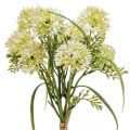 Floristik24 Dirbtinės gėlės baltos aliuminės dekoracijos dekoratyviniai svogūnai 34cm 3vnt kekėje