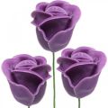 Floristik24 Dirbtinės rožės violetinis vaškas rožės deko rožės vaškas Ø6cm 18p