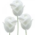 Floristik24 Dirbtinės rožės baltos vaško rožės dekoratyvinės rožės vaškas Ø6cm 18vnt