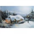 Floristik24 LED paveikslėlis Kalėdinis žiemos peizažas su namo LED sienele 58x38cm