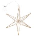Dekoratyvinė LED žvaigždė, pagaminta iš vielos, pakabinama dekoracija patalpoms, 40 LED, šiltai balta, 42 cm | Floristik24.lt