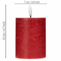 LED žvakė iš tikro vaško, raudona, su laikmačiu ir šiltai balta šviesa, 12 cm | Floristik24.lt