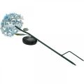 Floristik24 LED chrizantema, šviečianti sodo puošmena, metalo apdaila mėlyna L55cm Ø15cm