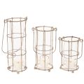 Sodo žibintas, metalinis vėjo šviestuvas, Ø8,5 cm, aukštis 23/18,5/14,5 cm, 3 dalių rinkinys | Floristik24.lt