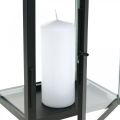 Floristik24 Dekoratyvinis žibintas juodo metalo, stačiakampio stiklo žibintas 19x15x30,5cm