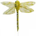 Floristik24 Vasaros dekoracija, laumžirgiai ant vielos, dekoratyviniai vabzdžiai geltona, žalia, mėlyna P10,5cm 6vnt.