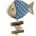 Floristik24 Jūriniai dekoratyviniai kamščiai, žuvytės ir kriauklės ant pagaliuko, jūrinės dekoracijos, medinės žuvytės 6vnt