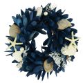 Floristik24 Jūrinis dekoratyvinis vainikas su kriauklėmis mėlynos natūralios spalvos Ø27cm