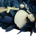 Floristik24 Jūrinis dekoratyvinis vainikas su kriauklėmis mėlynos natūralios spalvos Ø27cm