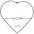 Žibinto širdies metalinis 38cm arbatinės žvakės laikiklis skirtas pakabinti su stiklu
