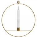 Floristik24 Žvakidė auksinio metalo dekoratyviniam žiedui kabinti Ø25cm 3vnt