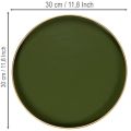Dekoratyvinis padėklas žalias su auksiniu kraštu, modernus, 30 cm | Floristik24.lt