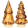 Floristik24 Stiklinė Kalėdų eglutės LED dekoracija naudojimui viduje, maitinama baterijomis, 13 cm, 2 dalys