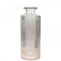 Mini vaza stiklinis dekoratyvinis buteliukas skaidrus rudas retro Ø5cm H13.5cm