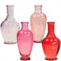 Mini vazos stiklinės dekoratyvinės stiklinės vazos rožinė rožinė raudona violetinė 15cm 4vnt