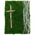 Floristik24 Samanų paveikslų vynmedžiai ir kryžius kapo įrengimui žalias, baltas 40 × 30 cm