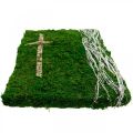 Floristik24 Samanų paveikslų vynmedžiai ir kryžius kapo įrengimui žalias, baltas 40 × 30 cm