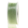 Floristik24 Organzos juostelė žalia dovanų juostelė su apvadu žalios spalvos 40mm 50m
