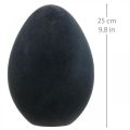 Floristik24 Velykinis kiaušinis plastikinis papuošimas kiaušinis juodas flocked 25cm
