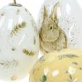 Floristik24 Velykinė dekoracija pakabinimui Velykinių kiaušinių motyvais balta, geltona, ruda asorti 6 vnt
