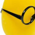 Floristik24 Geltonas Velykinis kiaušinis su akiniais, flokuotas dekoratyvinis kiaušinis, Velykų puošmena
