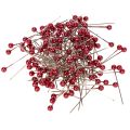 Floristik24 Raudoni dekoratyviniai smeigtukai su perlų galvutėmis floristams, Ø4mm, 40mm, 150 vnt.