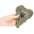 Dekoratyvinė širdelė iš natūralios žolės su folijos įdėklu, 14 cm, 2 vnt. | Floristik24.lt