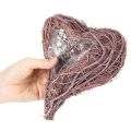 Dekoratyvinė širdis iš šakelių su sodinimo folija, 20 cm, 2 vnt. | Floristik24.lt