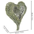 Širdies formos dubuo iš natūralios žolės su sodinimo folija, 38 cm | Floristik24.lt