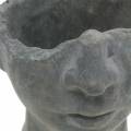 Floristik24 Augalų galvos biustas iš betono skirtas sodinti pilkas H13cm 2vnt