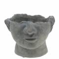 Floristik24 Augalų galvos biustas iš betono skirtas sodinti pilkas H12cm 2vnt